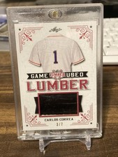 2021 Leaf Carlos Correa Game Used Bat Lumber 3/7 SSP MEM