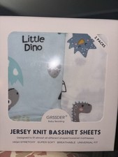 GRSSDER Stretchy Ultra Soft Universal Fit Jersey Knit Bassinet Sheets Dinosaurs