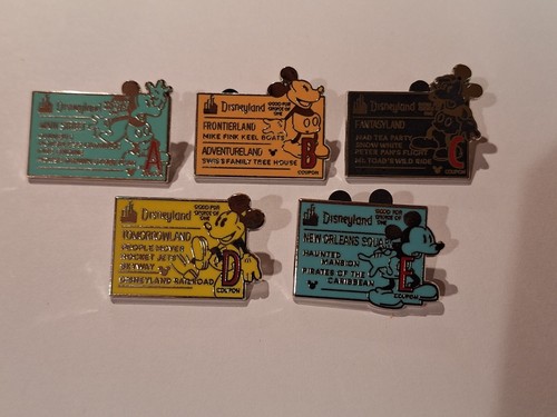 Disney Trading Pins-2005 DLR-Cast Lanyard Series- Ticket Set 5pc. Set