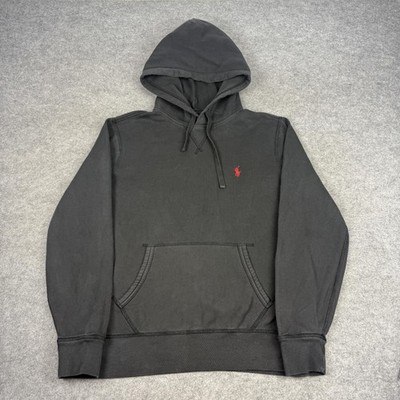 Polo Ralph Lauren Hoodie Herren Small Schwarz Garment Dyed Fleecepullover Pony Logo