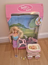 Vintage Barbie Walking With Baby Krissie Playset Box Dolls Accessories Mattel