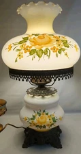 Vintage Accurate Casting Gone With The Wind Hurricane 3 Way Lamp Yellow Floral