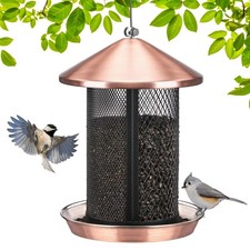 Metal Bird Feeder for OutdoorsDual Seed Chambers  Wild Bird Feeder Hanging B...