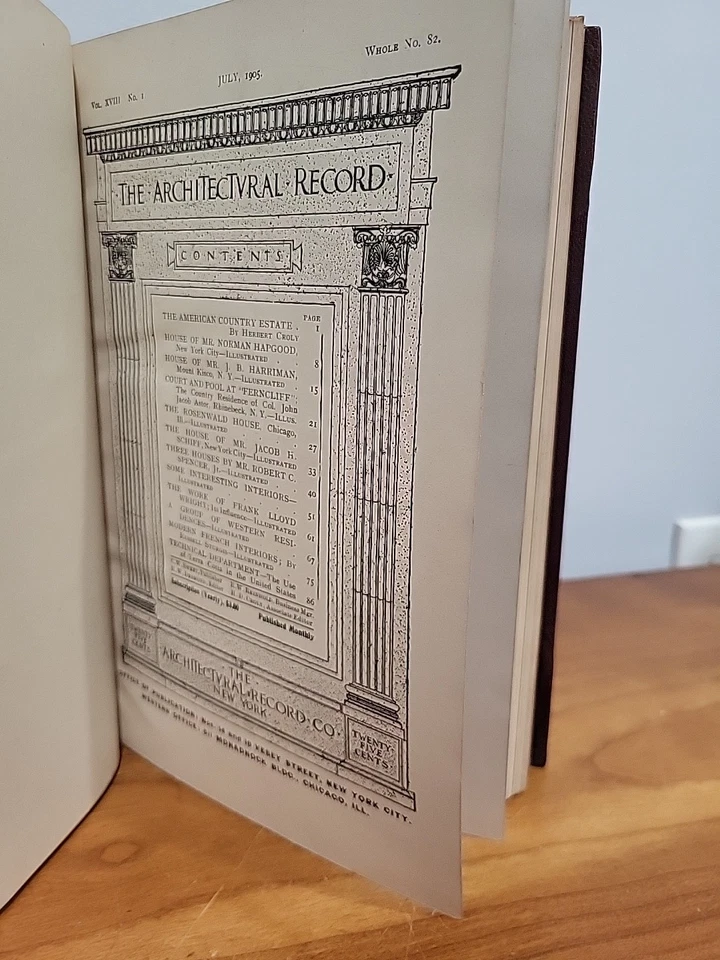 Architectural Record Leather Bound 1905 July - Dec. Illustrated Architecture  - Image 2 of 4