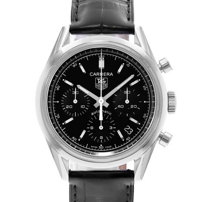 TAG Heuer Carrera Calibre 17 CV2111.FC6180 Black Index Steel Mens Watch Papers