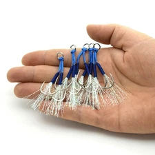 50Pcs Double Assist Hooks Big Game High Carbon Steel Jig Hook Saltwater 10#-22#