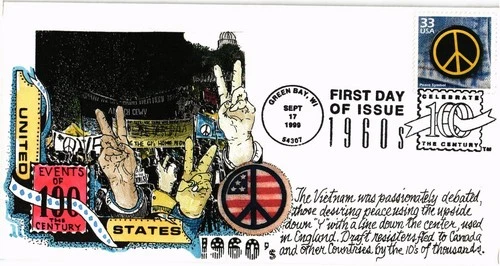 Dr Jim Stamps 33c Peace Sign Celebrate Century 1960 First Day Cover Monarch Size