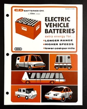 1977 Eltra C&D Electric Vehicle Batteries Extra Energy Car Van VTG NEMA Brochure