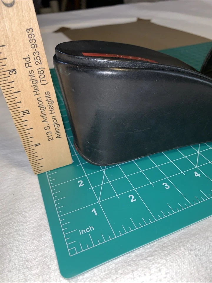 PRADA Women's Leather Wedge Platform Slide Slip Heel Sandals Casual Buckle Black - Image 4 of 4