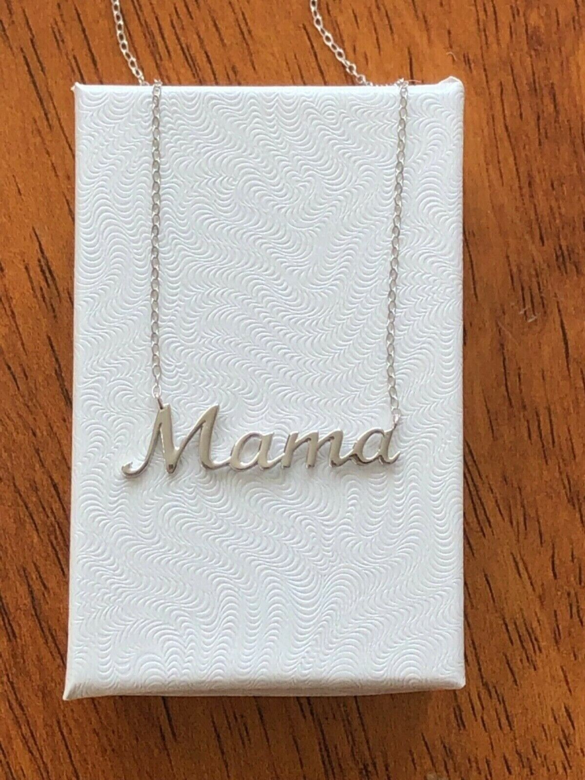 925 Sterling Silver Script Mama Pendant Necklace 31mm(1.22") 15.25-17.25"