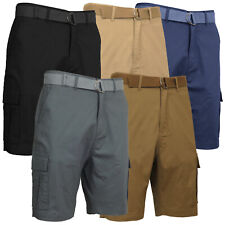Mens 3-Pack Cotton Stretch Ripstop Cargo Shorts With Belt Size 32-42 FREE SHIP