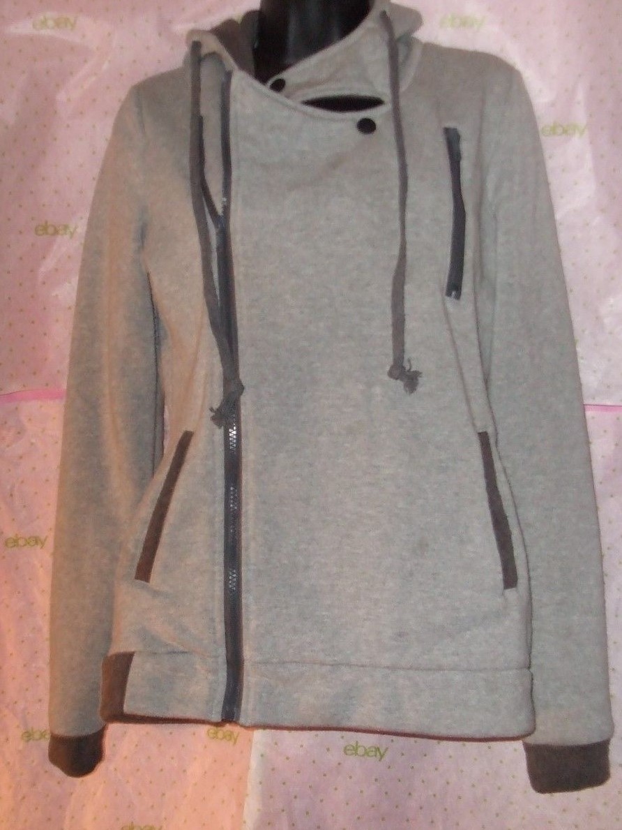 womens $69 DJT KNIT HOODIE SWEATER JACKET SMALL GRAY ZIP SNA