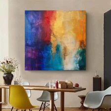 Yellow Abstract Painting Canvas Painting Modern artwork Living Room purple