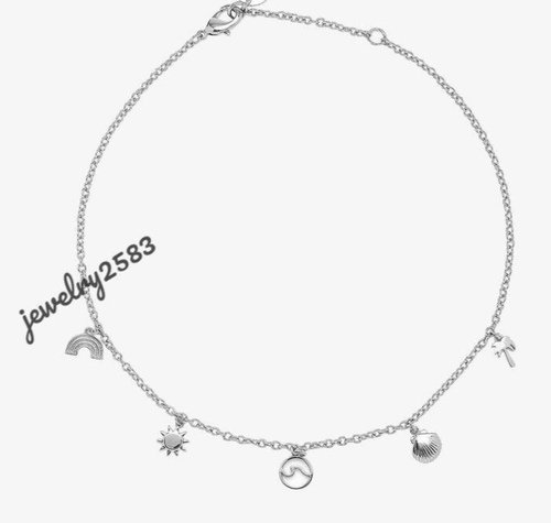 Wedding Gift Women's Solid Metal Unique Anklet 8"14k White Gold Plated Silver - Picture 2 of 5