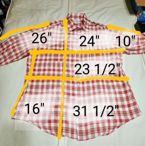 Brooks Brothers | Camicia da uomo irlandese a quadri in lino con maniche convertibili rossa XL - Foto 9 di 9