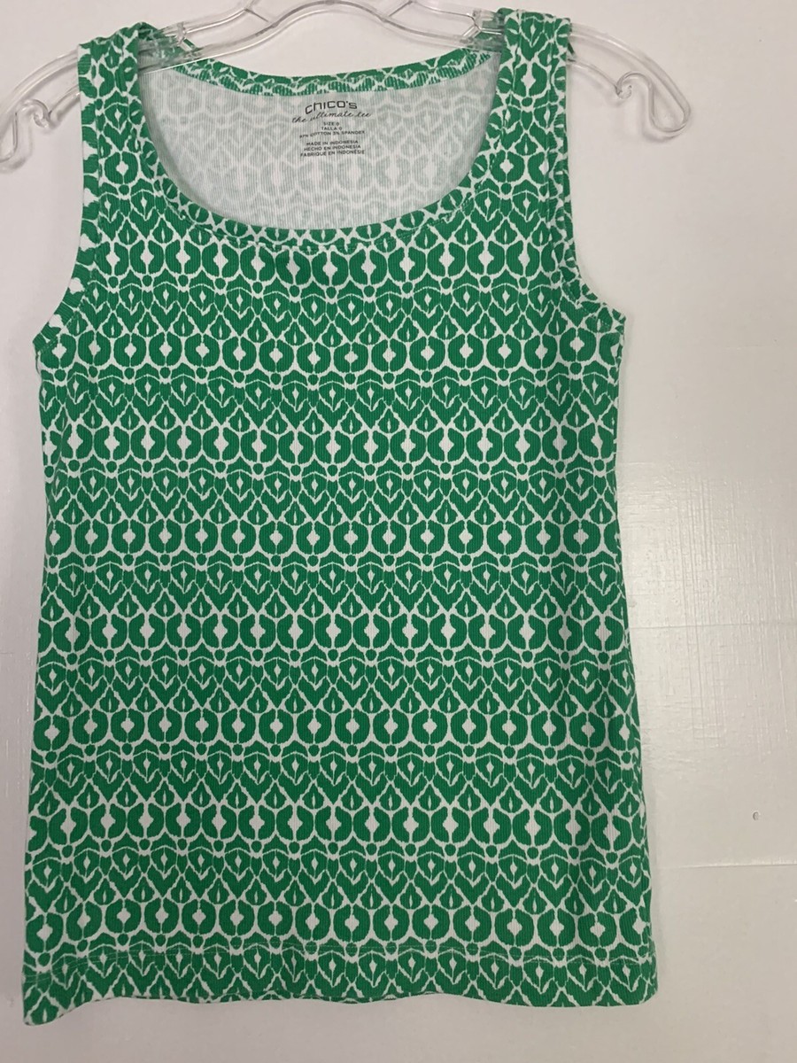 chicoです★ CHICO'S GREEN/WHITE TANK TOP CHICO SZ 0 #175 | eBay