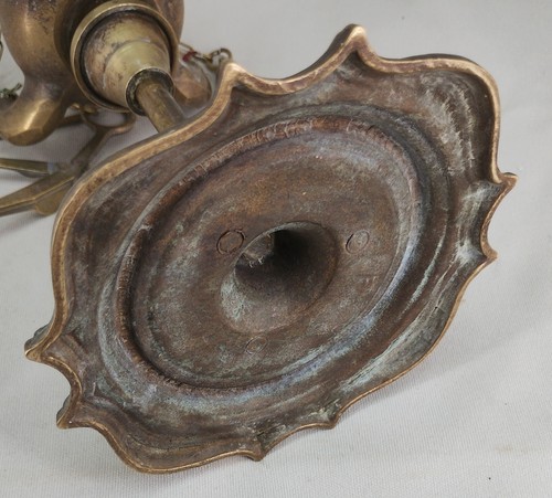 EXCELLENT VINTAGE BRASS ANGLO INDIAN 4 BURNER COLZA OIL LAMP - TABLE CENTREPIECE - Picture 16 of 16