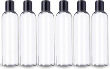 6 Pack 8oz Clear Plastic Bottles Refillable Squeeze Containers with Disc Caps