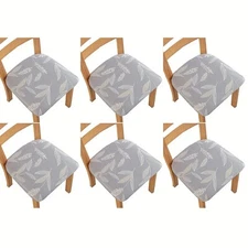 6Pcs Printing Stretch Chair Seat Covers for Dining Room Removable easy-to-clean