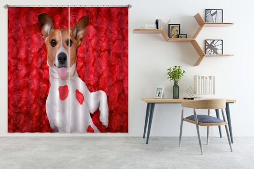 3D Rose Petal Dog ZHUA3941 Animal Photo Curtain Window Blockout Fabric Amy 2023 - Picture 2 of 7