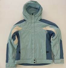Columbia Girls Ski Jacket Parka 14-16 Hooded Blue Zip Pockets Snow Skirt