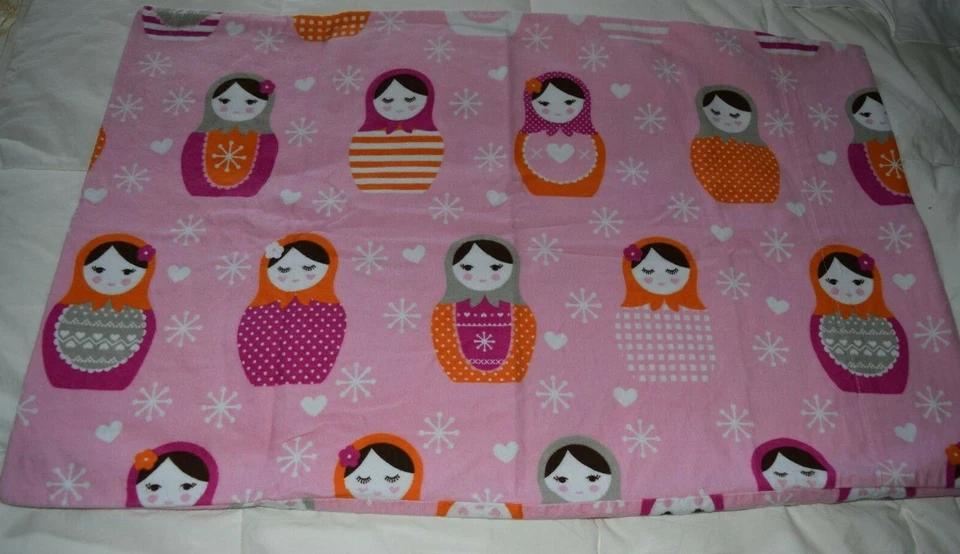 Funda de almohada individual de franela Circo/1 muñeca rusa matrioska rosa niña ~ difícil de encontrar Foto 3 de 4