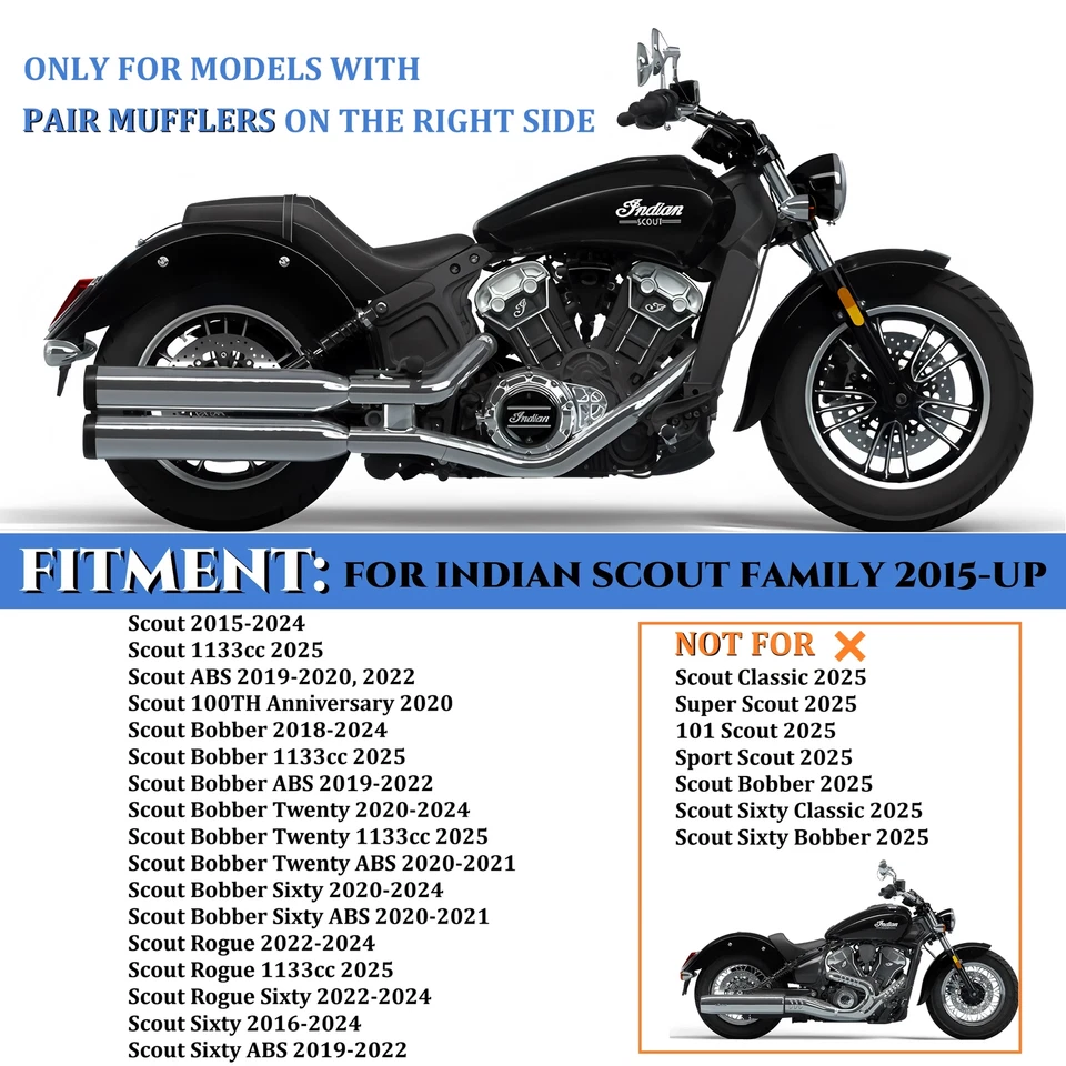 Tubos gorditos de 4,0"" para escape Indian Scout mejora estruendosa Foto 2 de 4