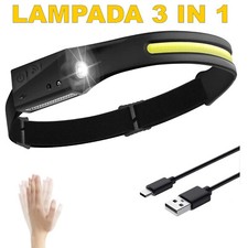 TORCIA LAMPADA FRONTALE 3 LED PILE RICARICABILE AUTO TESTA SPORT PESCA BICI 255