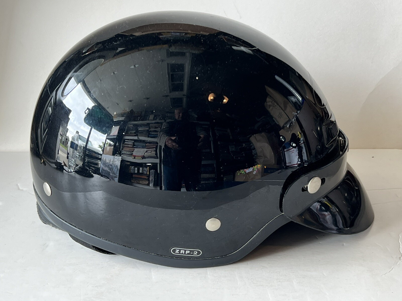 Z1R Open Face Street Motorcycle HelmetZRP2, Black, Size Large, With