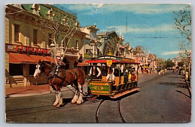 Postcard Disneyland Horse Drawn Street Car Main Street USA 2
