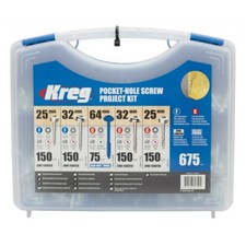 Kreg SK03 112874 Pocket-Hole Self Tapping Screw Project Kit 675pc Jig Joinery