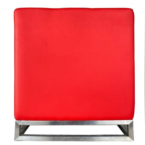 Antoinette Square Foot Stool Ottoman Pouffe Vinyl Red - Picture 2 of 4