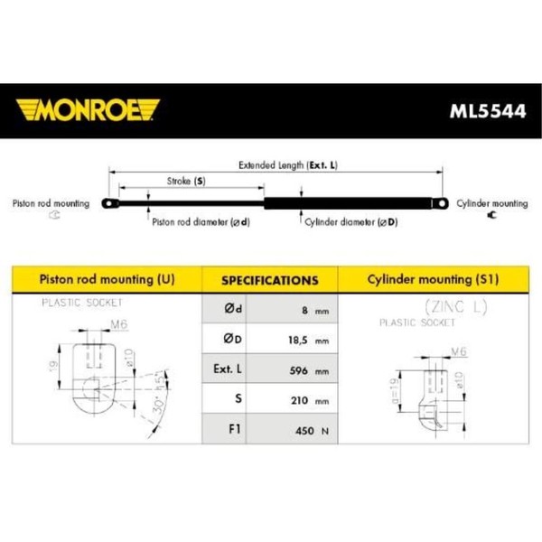 Monroe Gasfeder DäMpfer Heckklappe 450 N FüR Renault Laguna I B56 556-image