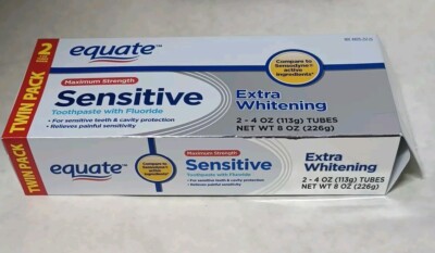 (2 Pack) Equate Maximum Strength Sensitive Extra Whitening Toothpaste with Fl...