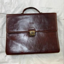 Vintage GIUDI Briefcase Leather Redish Brown Size 16x12.5x4