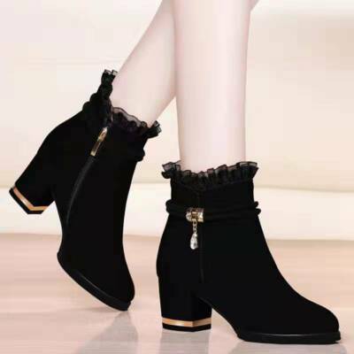 Zapatos De Invierno De Tacón Alto Para Mujer Botines Cálidos De Charol Elegante
