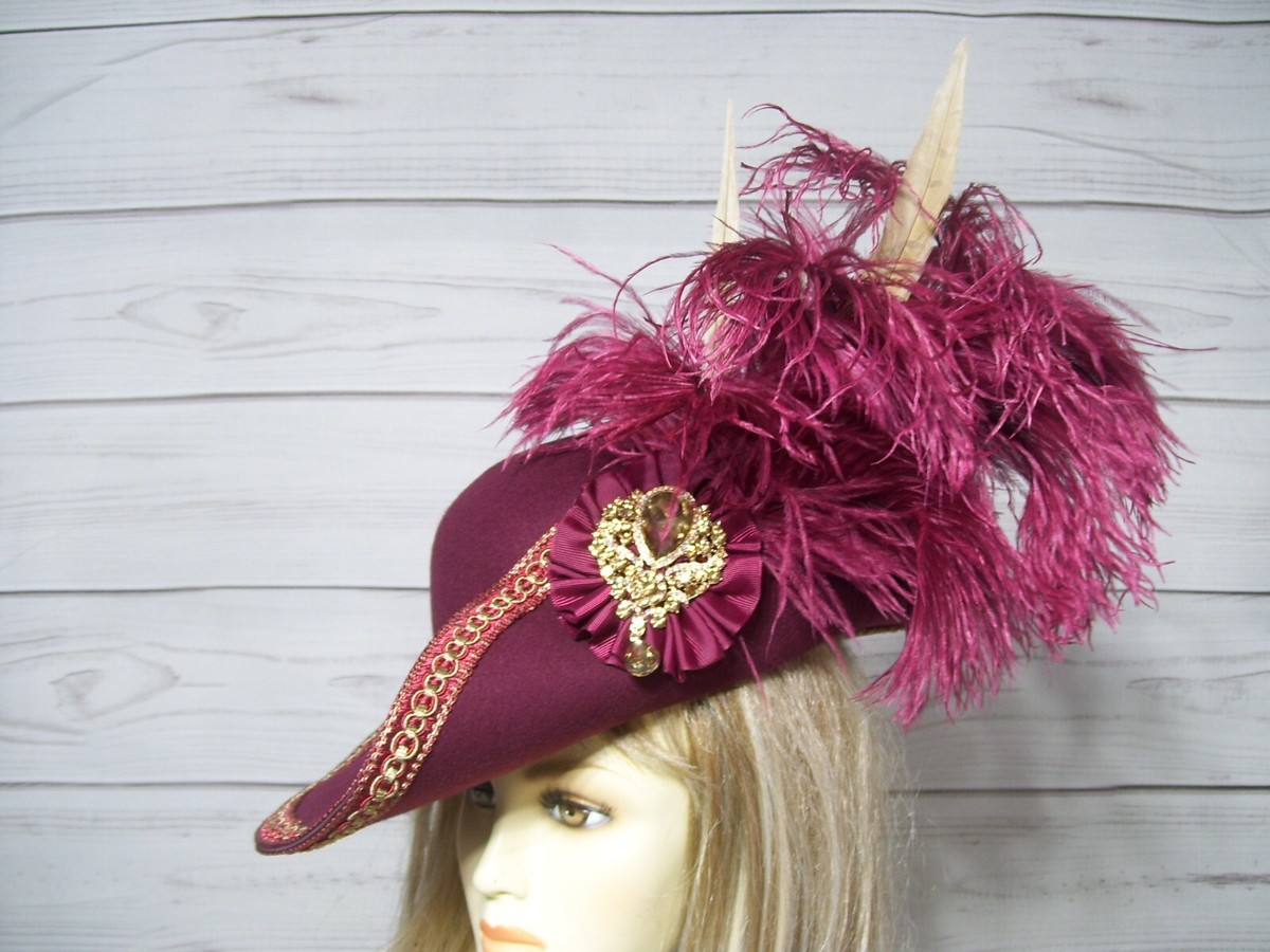 Burgundy Cavalier Hat, Gasparilla Cavalier Hat, Renaissance 