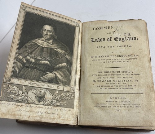Blackstone’s Commentaries On The Laws Of England 1800 A. Strathan Printer - Picture 6 of 10