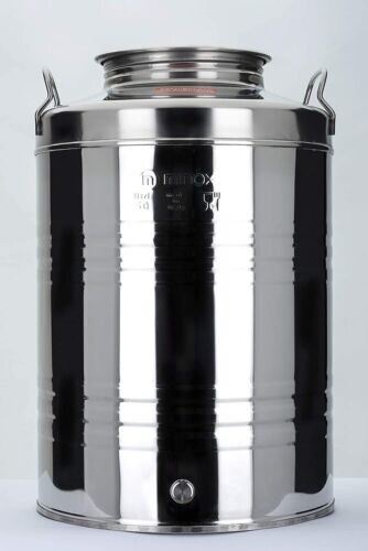 MINOX Fusto Olio 50 Lt Inox 18/10 Graffato - Bidone con Rubinetto