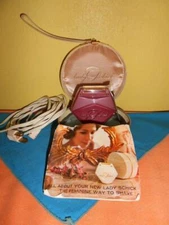 Vintage Retro 1960s PURPLE LADY SCHICK ELECTRIC RAZOR  INSTRUCTIONS, HATBOX CASE