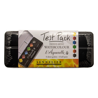 Sennelier Extra feine Aquarellfarben Malkasten 6 x 1/2 Näpfchen N131608
