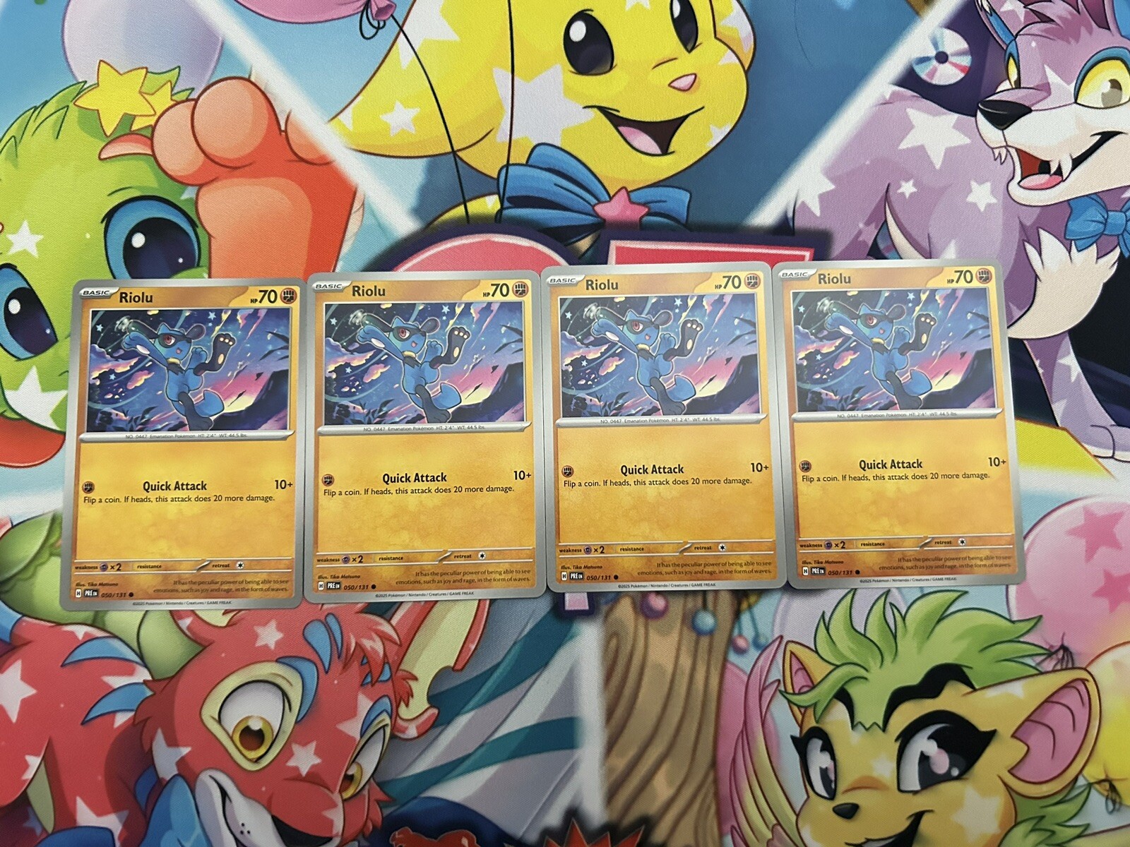 x4 Riolu 050/131 Pokemon Prismatic Evolutions Playset NM