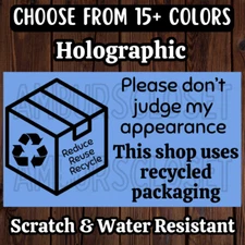 50 RECYCLED PACKAGING STICKERS 2.25" LABELS SHIPPING ECO FRIENDLY THANK YOU