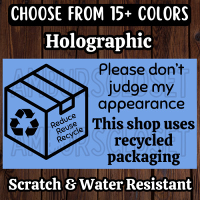 50 RECYCLED PACKAGING STICKERS 2.25'' LABELS SHIPPING ECO FRIENDLY THANK YOU
