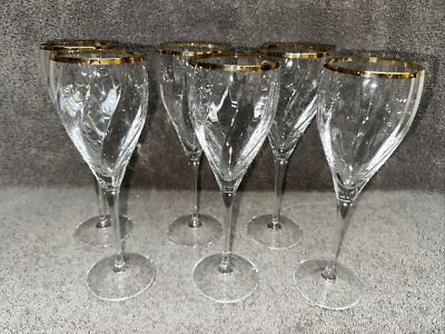 Palio Gold By Primavera Di Cristallo Wine Glasses Set Of 6 (8 1/4  Tall)