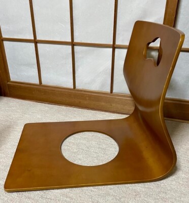 Japanese Vintage Wooden Chair ZAISU 2-piece set SHOWA retro W37cm