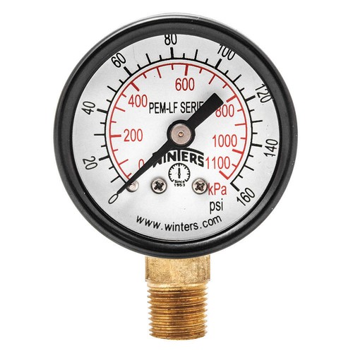 WINTERS PEM1321LF Gauge,Pressure,1-1/2in.,0 to 160 psi 36TV55