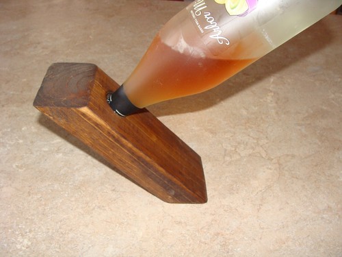 Wine Bottle Stand Holder Wooden Stained Brown Handcrafted Floating - Picture 5 of 6