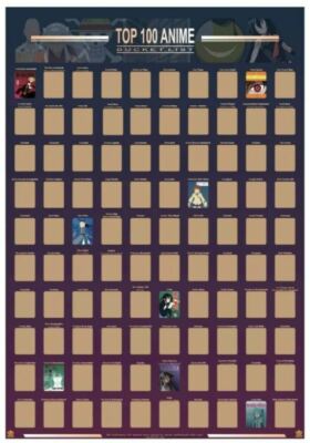 Top 100 Anime Scratch Off Poster - Guildable 2021 Anime Bucket List | Anime Gift