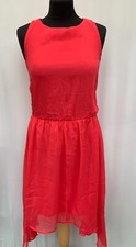 Influence Red Chiffon Midi Casual Dress Size 8 A-Line
